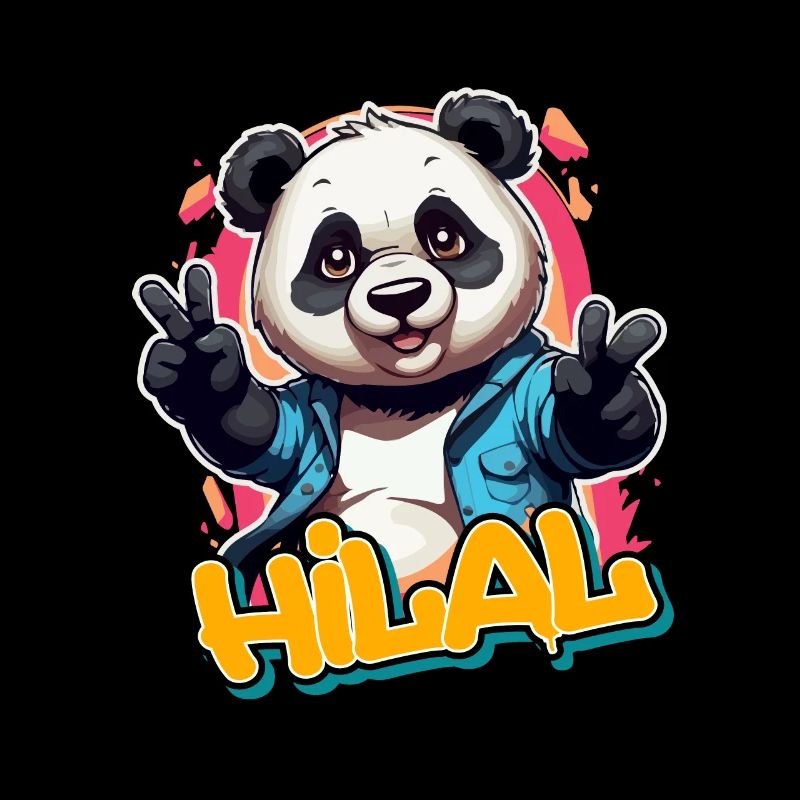HILAL - Handsome Boy Name with Cool Panda