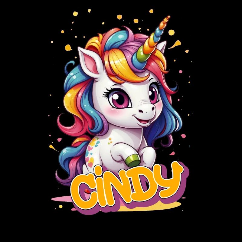 CINDY - Schöner Mädchen Name mit süßem Einhorn