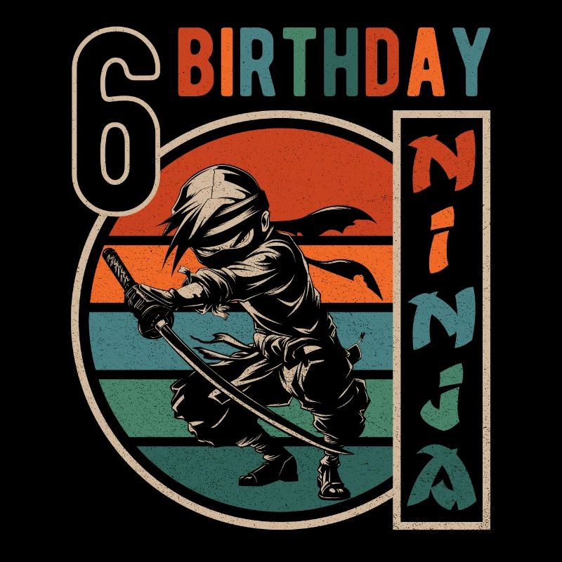 Cadeau Rétro Ninja 6e anniversaire 6 ans garçon