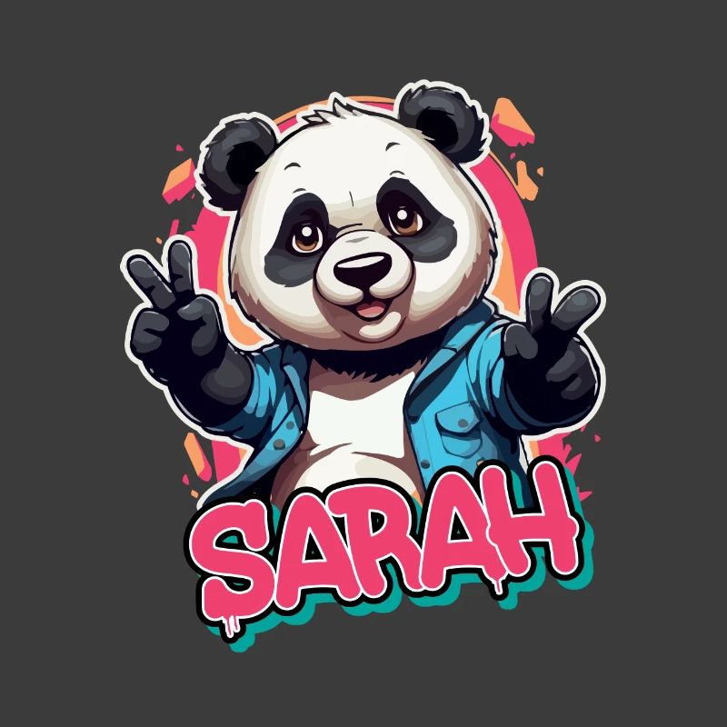 SARAH - Schöner Mädchen Name mit coolem Panda