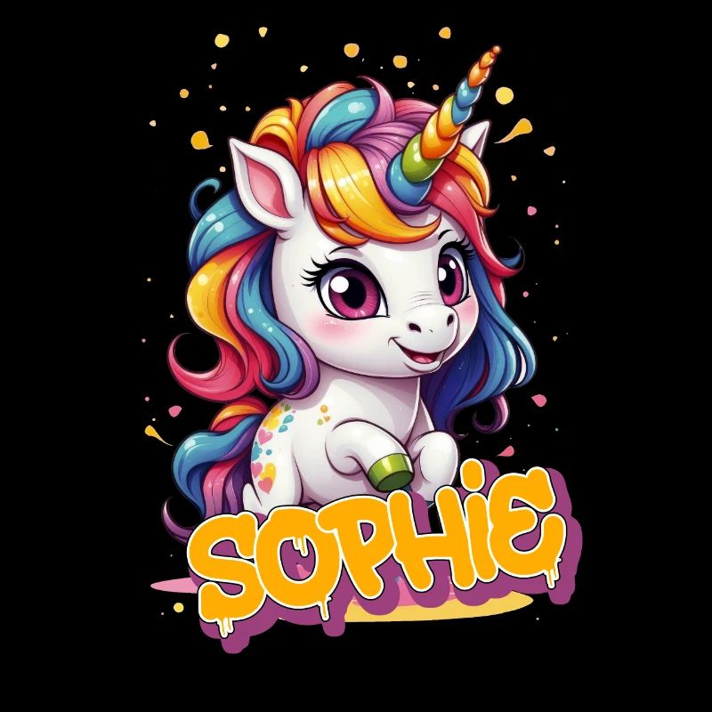 SOPHIE - Schöner Mädchen Name mit süßem Einhorn
