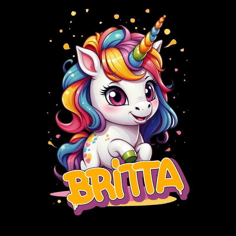 BRITTA - Schöner Mädchen Name mit süßem Einhorn