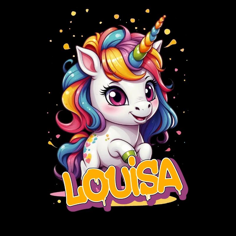 LOUISA - Schöner Mädchen Name mit süßem Einhorn
