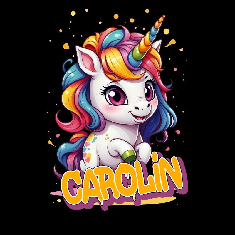 CAROLIN - Schöner Mädchen Name mit süßem Einhorn