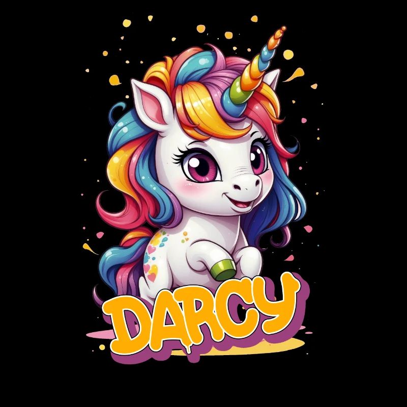 DARCY - Schöner Mädchen Name mit süßem Einhorn
