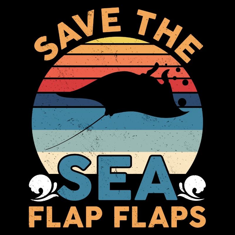 Manta Ray Stingray Save The Sea Flap Flaps Illustr