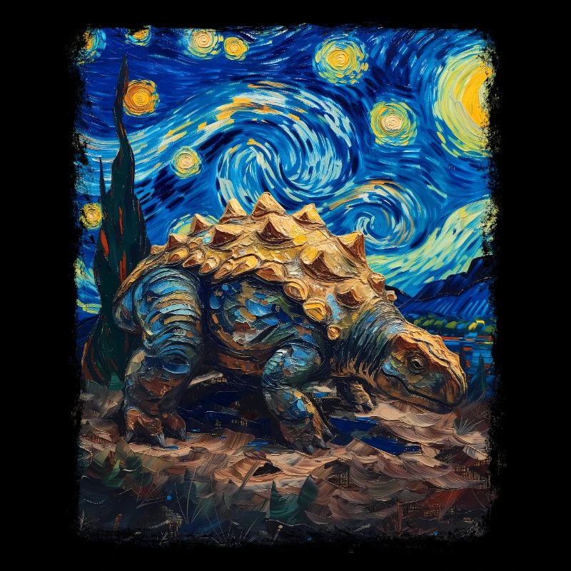 Ankylosaurus Dinosaurier Sternennacht Gemälde