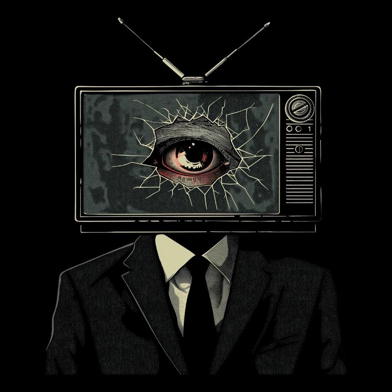 Weirdcore Ästhetik TV Mann Augapfel Grunge Strange
