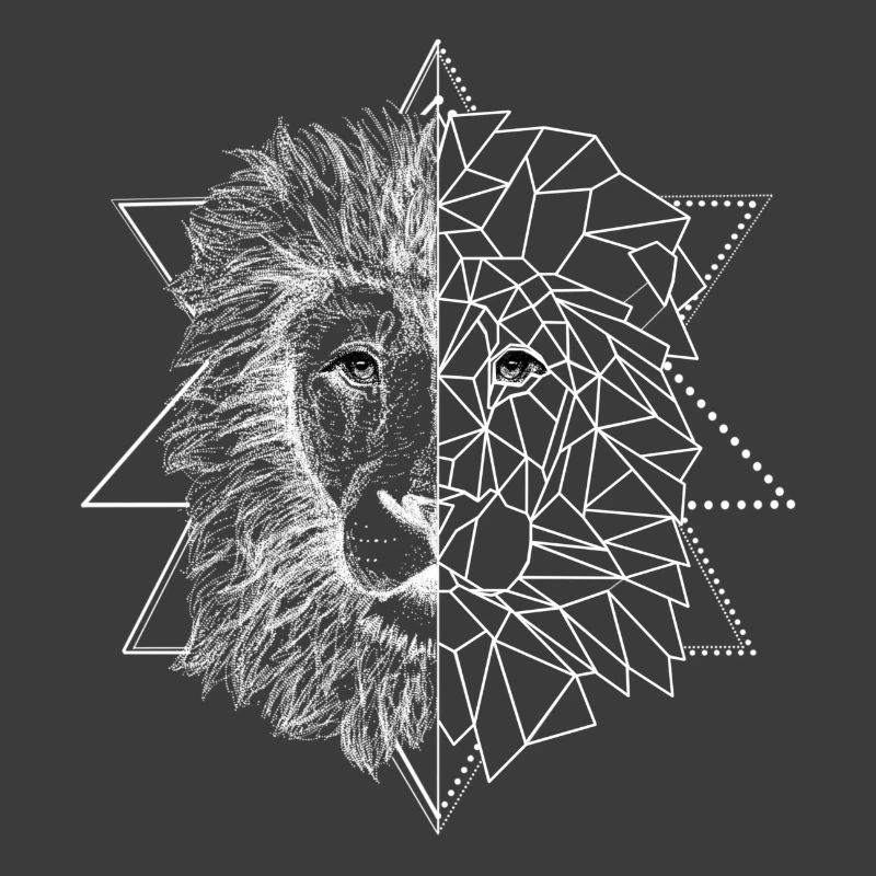 Weißer Tattoo inspirierter Löwe | Low Poly Art