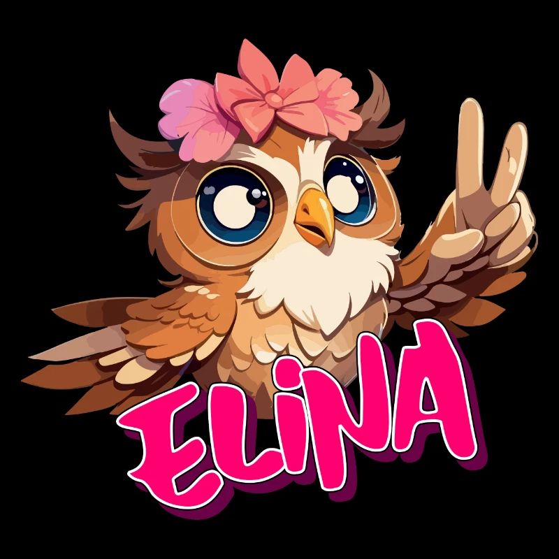 ELINA - Schöner Mädchen Name mit süßer EULE