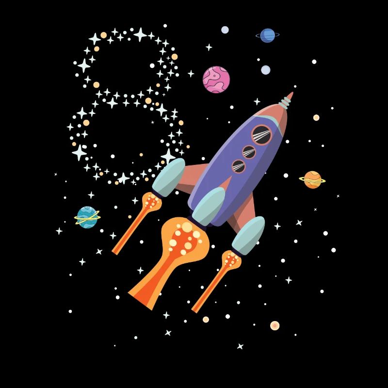 Rocket birthday stars form 8 years