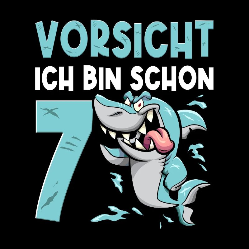 Vorsicht ich bin schon 7. Kindergeburtstag Hai