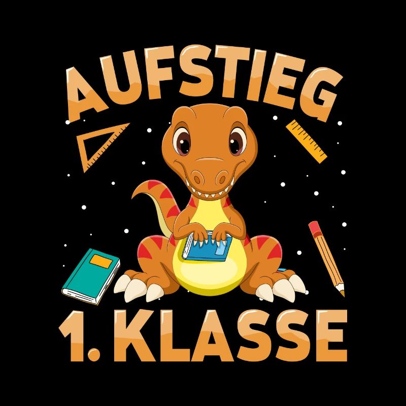 Aufstieg 1. Klasse Dinosaurier Schulkind Schule
