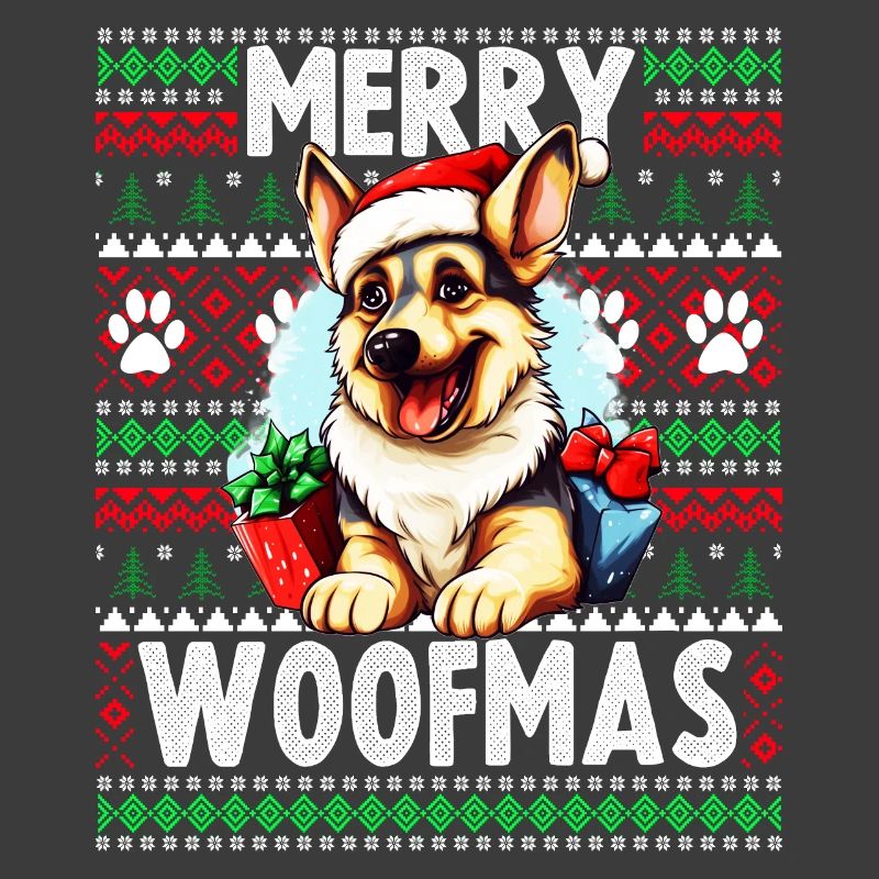 Niedlicher Deutscher Schäferhund Weihnachtskostüm - Merry