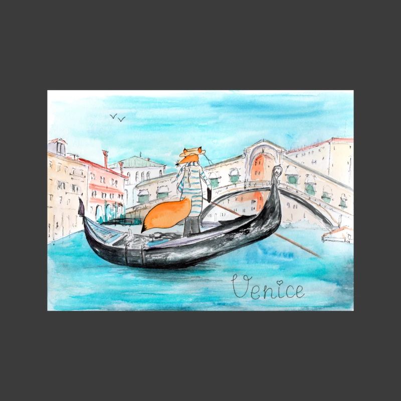 Fox in Venice as a gondolier