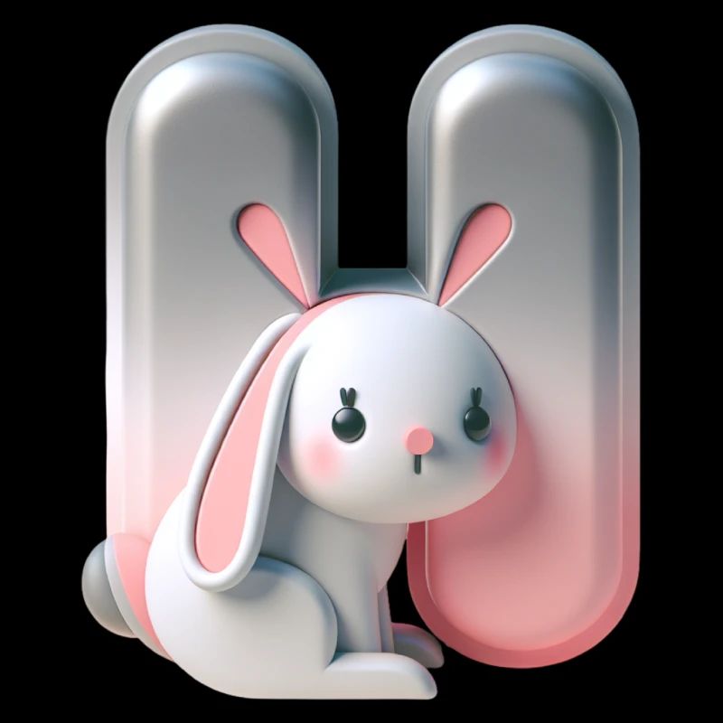Lapin mignon à côté de la lettre H