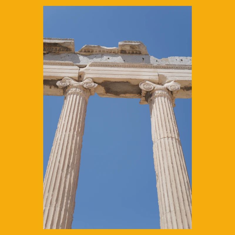 Ancient columns under blue sky, Acropolis