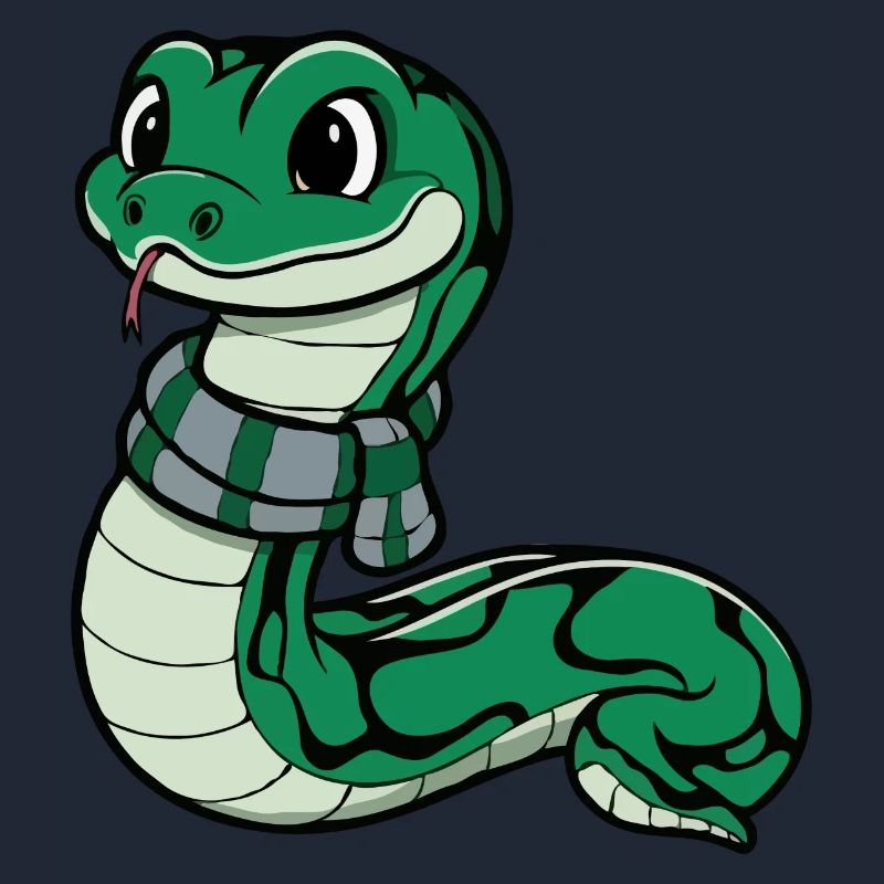 Serpent vert mignon avec écharpe