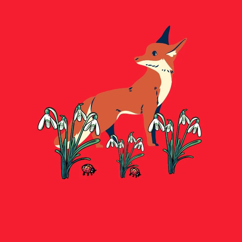 Spring Snowdrops Fox Foxes