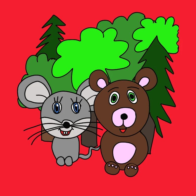 Maus und Bär im Wald. Freunde. Geschenk