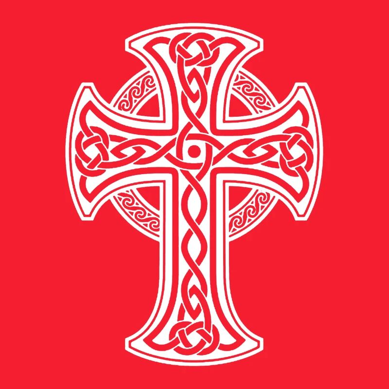 White Celtic cross with circular braid