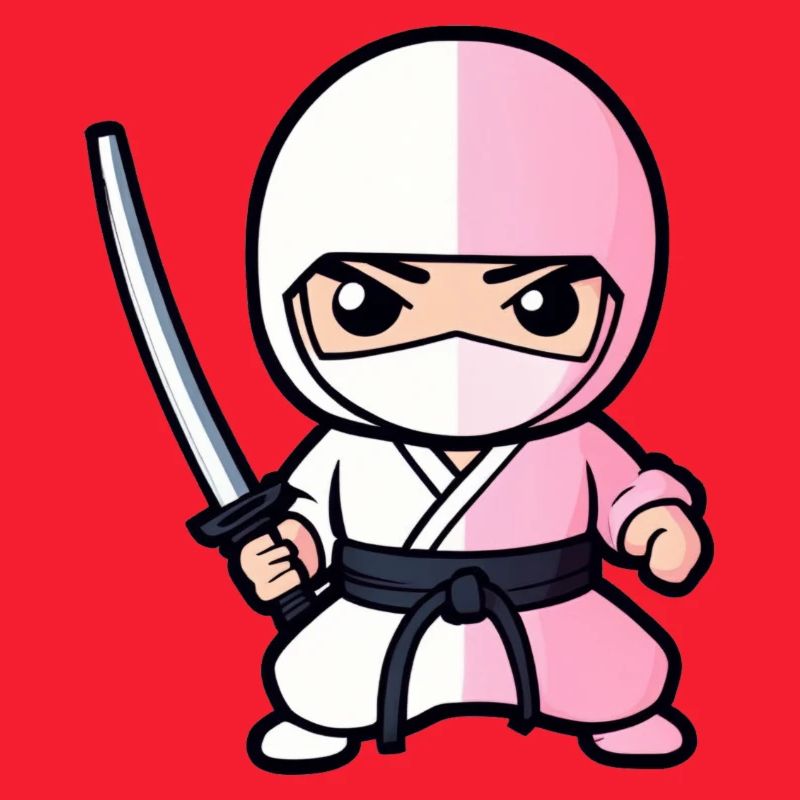 Mignon ninja blanc avec épée katana