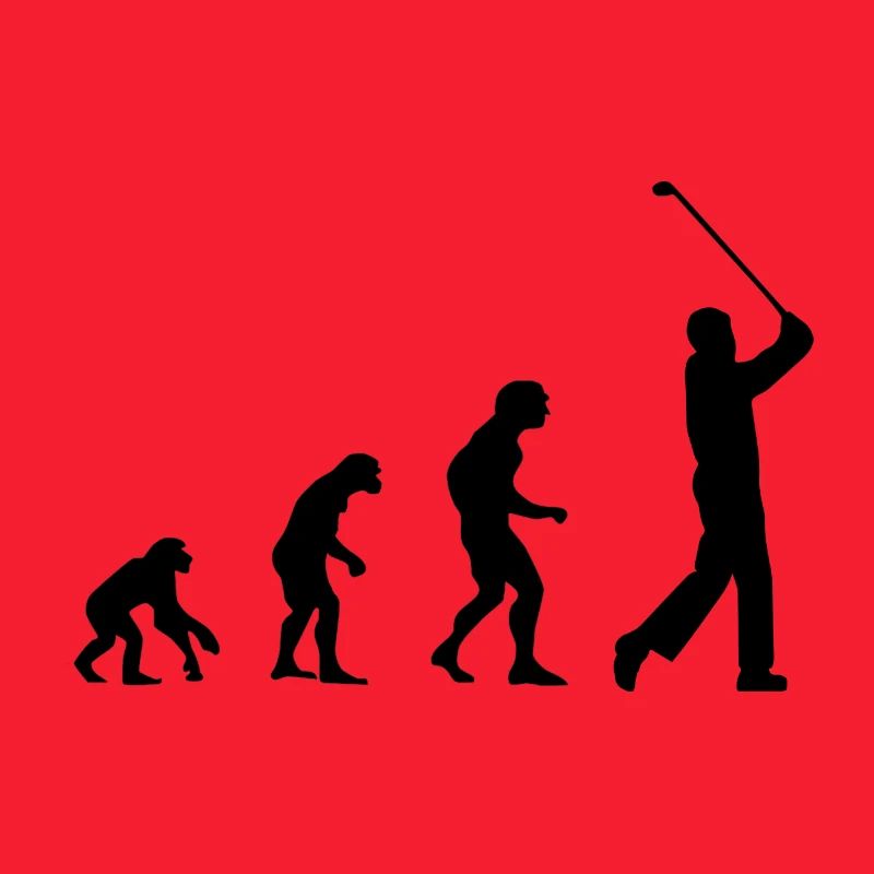Evolution, Affen zum Golfer, Golf, Abschlag, Mann