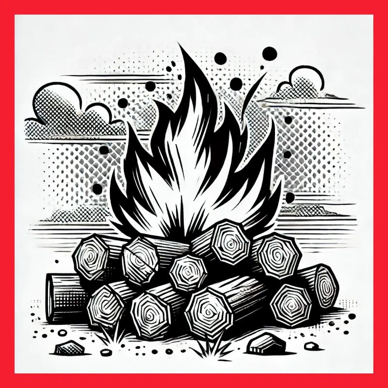 Campfire in comic book style: warmth & atmosphere