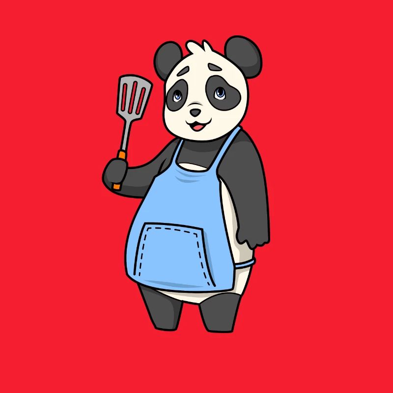 Panda bear is grill master