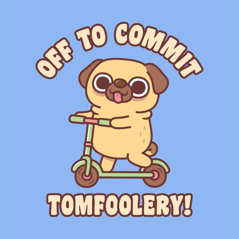 Cute Pug On Kick Scooter Off To Commit Tomfoolery
