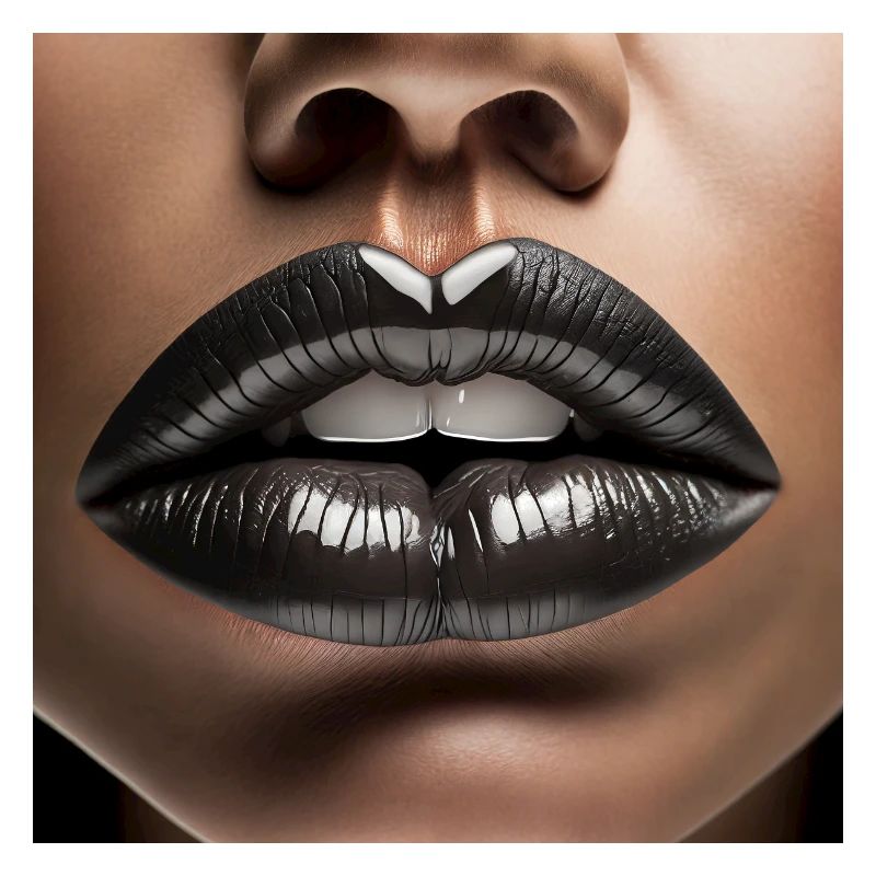 nice female lips black lipstick comic drawing