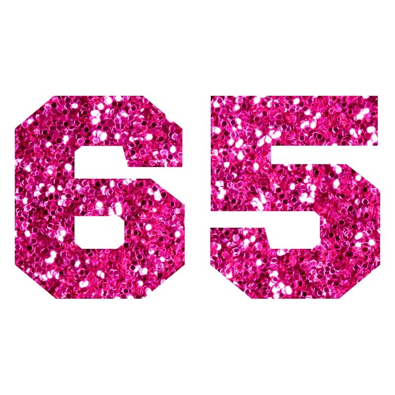Nummer 65 Pink Glitter - 65. Geburtstag
