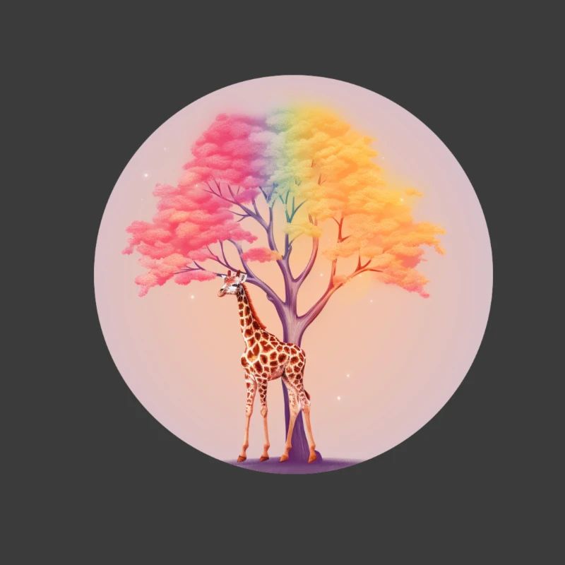 Giraffe unter Regenbogen Baum