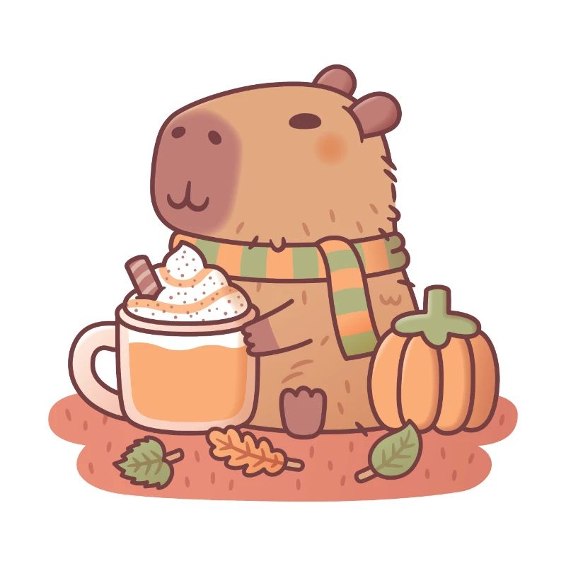 Sød Capybara Græskar Spice Latte Efterårssæson