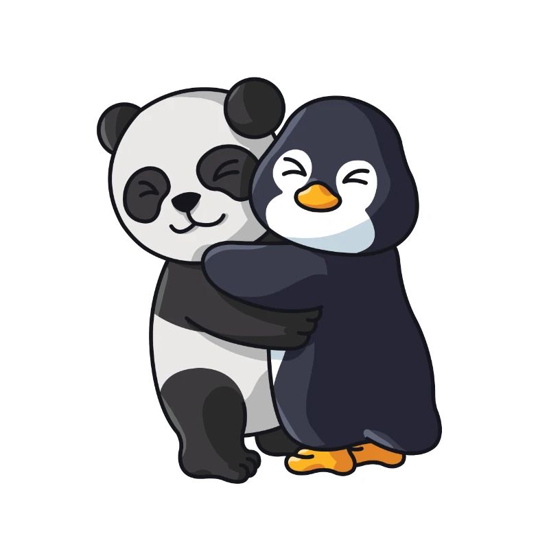 Panda med pingvin elsker søde søde dyr