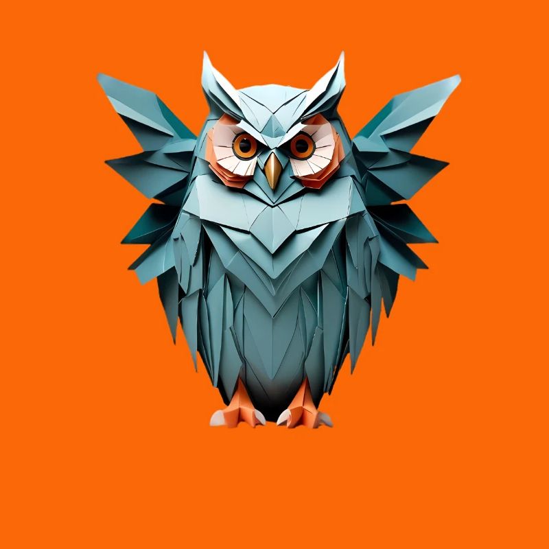 Blau Low-Poly Eule Design