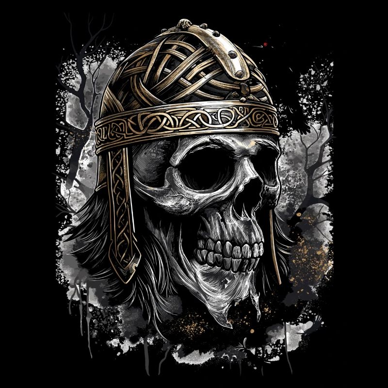 Viking Brass Helmet Skull Crow