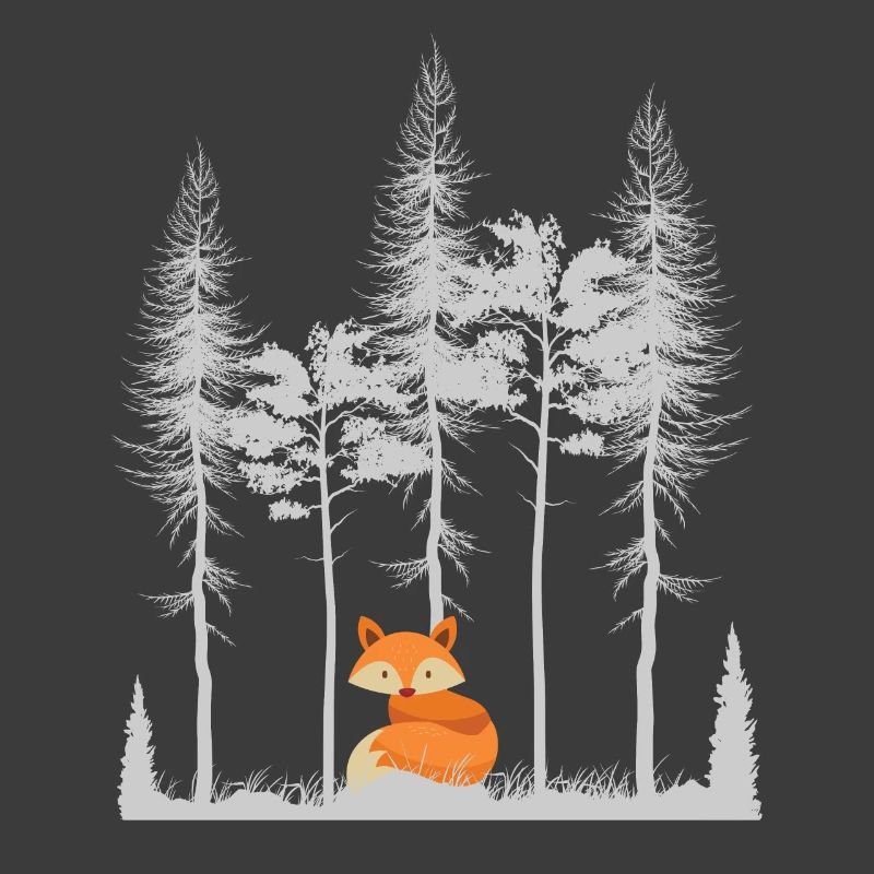 Sweet Fox in the Forest Retro Pattern Vintage Tree Forest