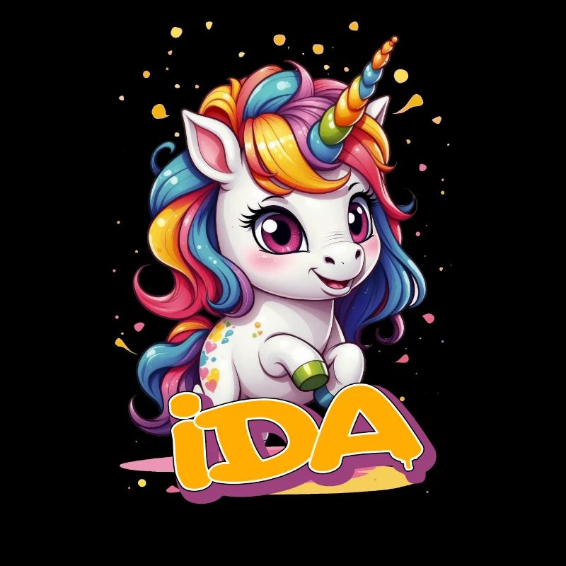 IDA - Schöner Mädchen Name mit süßem Einhorn