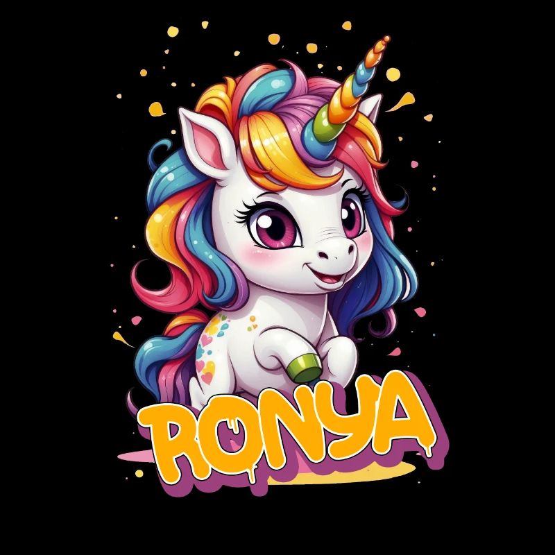 RONYA - Schöner Mädchen Name mit süßem Einhorn
