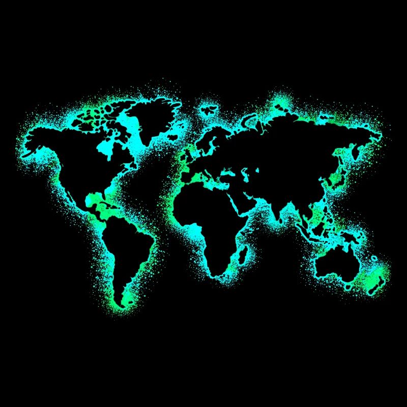 World Map Earth Map Earthday Neon Blue