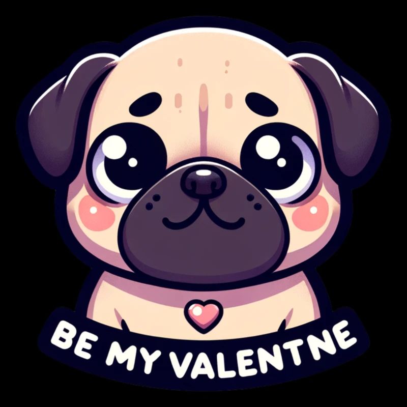 Süßer Mops Be my Valentine Valentinstag Geschenk