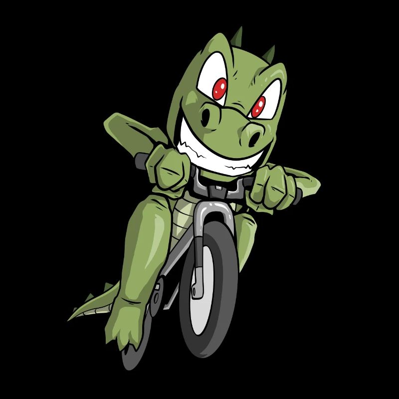 Dinosaur rides bicycle