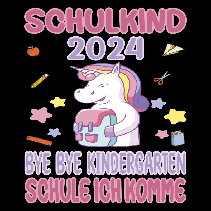 Schulkind Bye Bye Kindergarten Einhorn Schule 2024