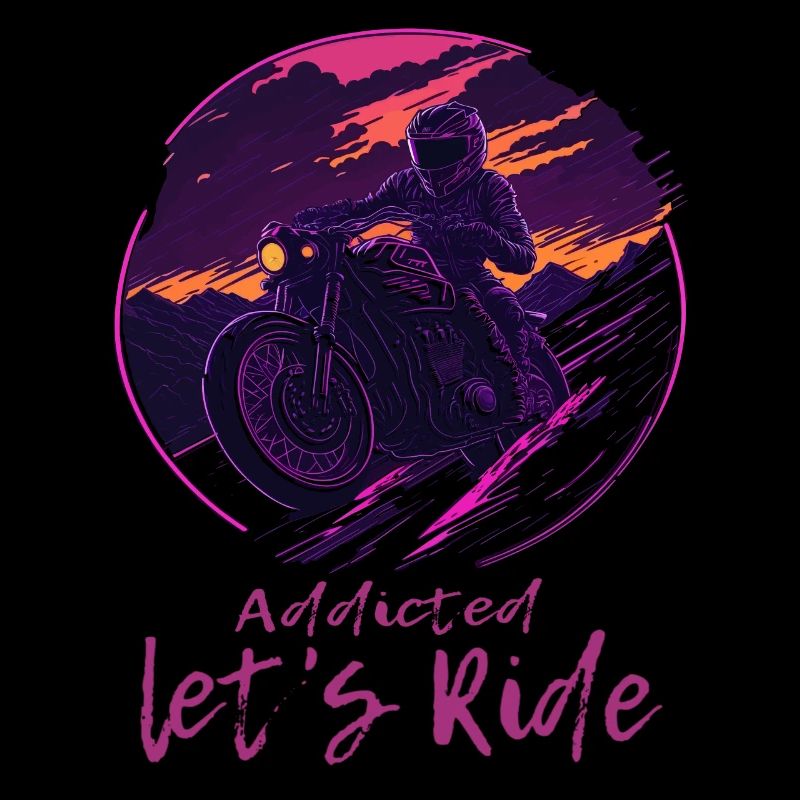 Synthwave Biker Retrowave Sunset Motorradfahrer