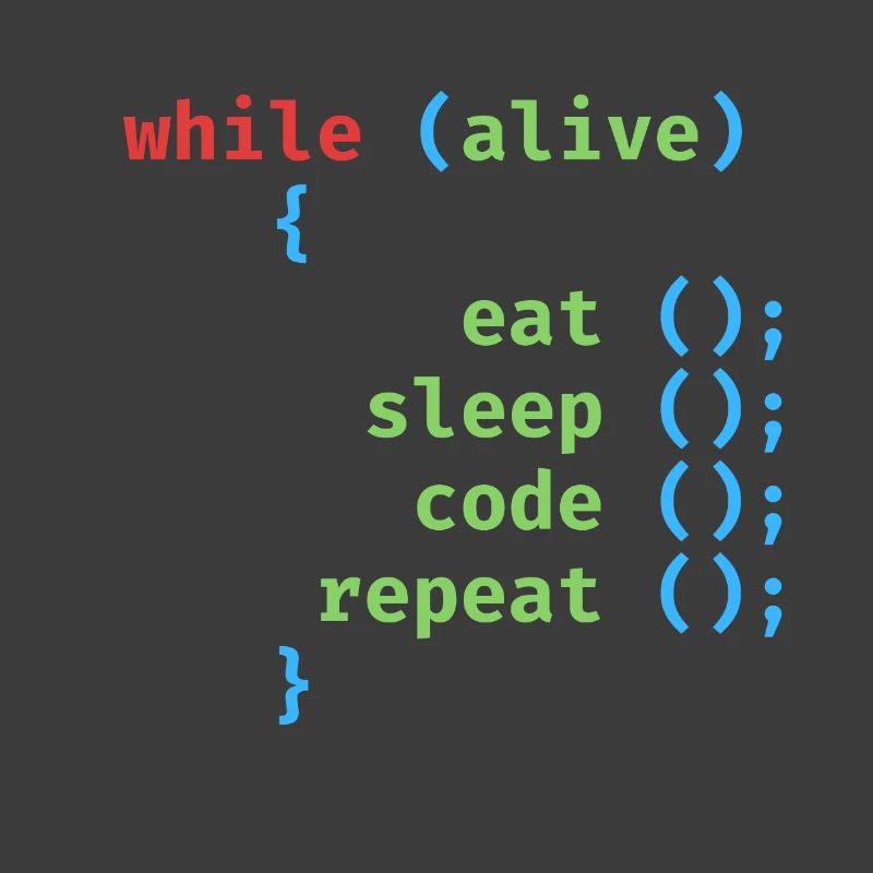 WHILE ALIVE EAT SLEEP CODE REPEAT