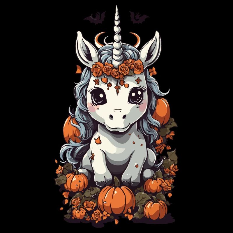 Mignon Halloween Licorne et conception de citrouille