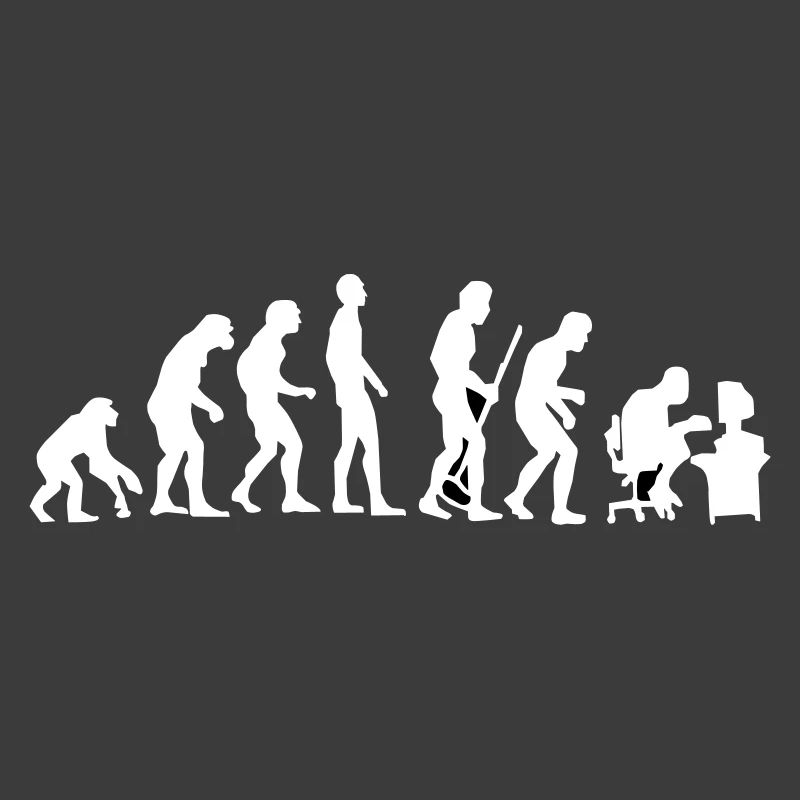 Evolution monkey to human crooked back Pc nerd