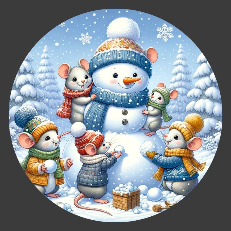 Mäuse bauen Schneemann