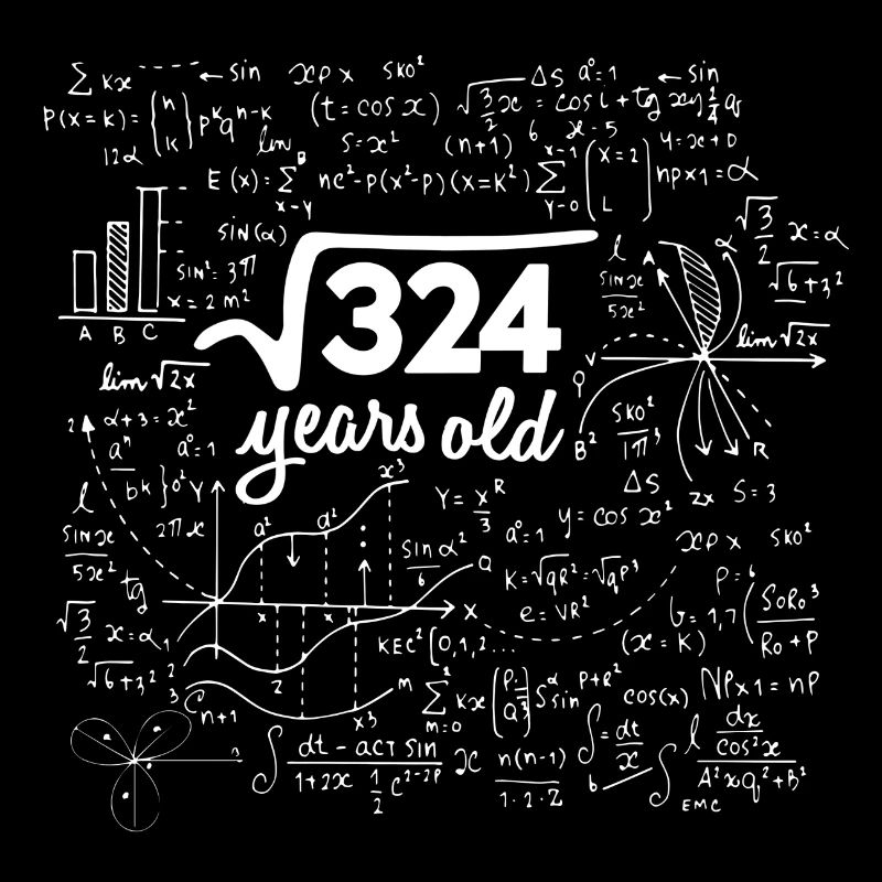 SQUARE ROOT 324 = 18 YEARS OLD MATH BIRTHDAY GIFT